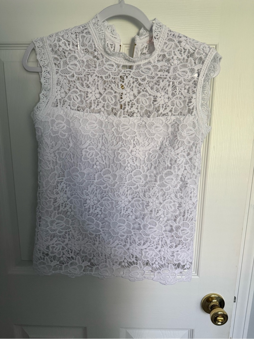 Nanette Lepore White Crochet Lace Sleeveless Top